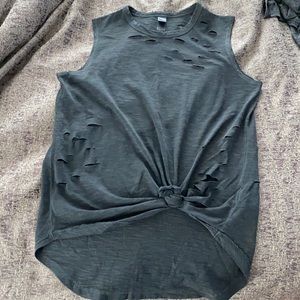 Ripped gray tank top